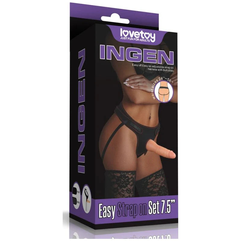 Lovetoy INGEN Easy Strap-On Set – 7.5" Harness & Dildo Kit