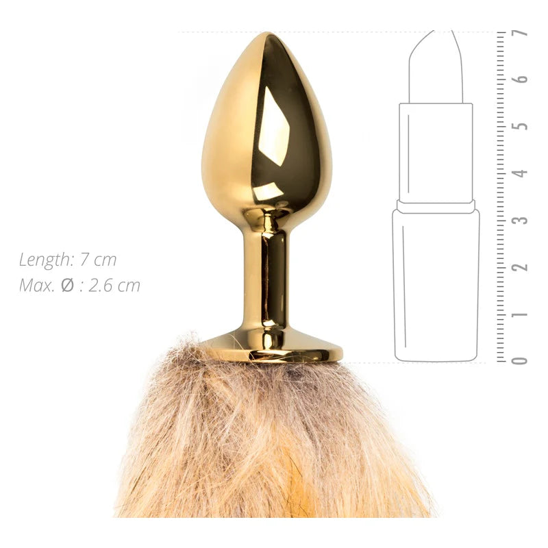 Fox Tail Metal Plug – Gold Stainless Steel with Faux Fur Tail