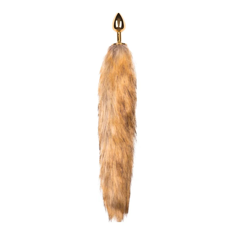 Fox Tail Metal Plug – Gold Stainless Steel with Faux Fur Tail