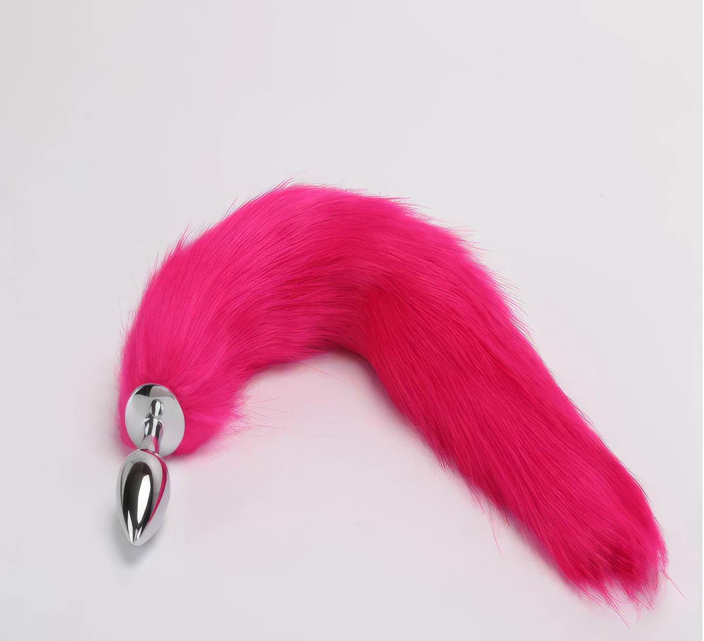 Medium Fluffy Long Fox Tail Butt Plug – Pink