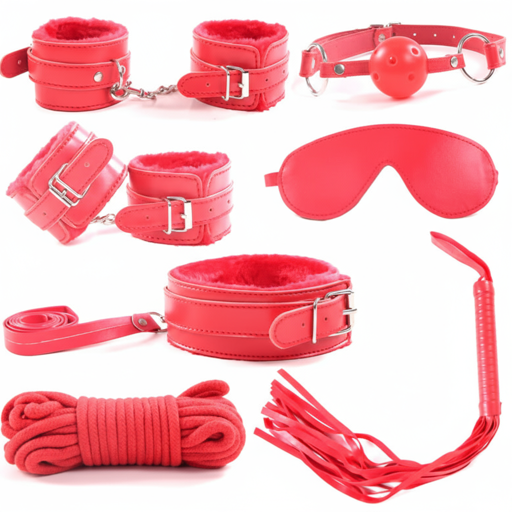 Plush 7-Piece Couples Bondage Set