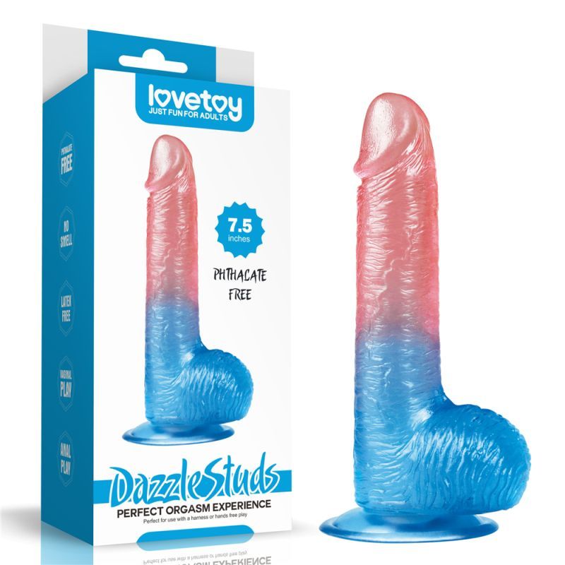 Lovetoy Dazzle Studs Dildo 7.5In Pink/Blue