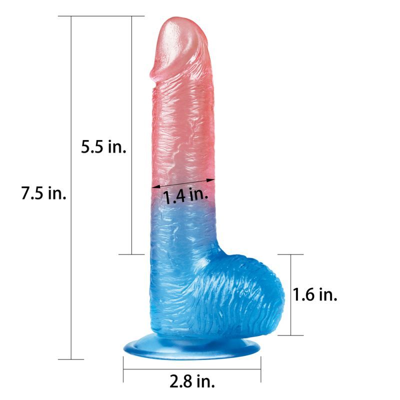 Dazzle Studs 7.5” Dual-Tone Suction Dildo – Phthalate Free