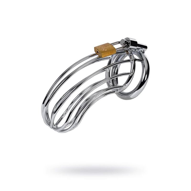 Stainless Steel Open-Bar Chastity Cage with Lock